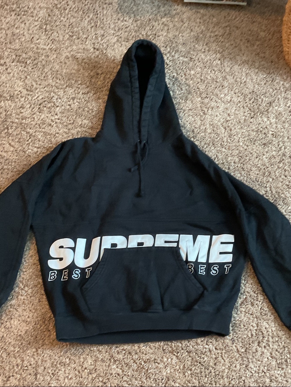 Supreme Black Hoodie with White Block Logo kids